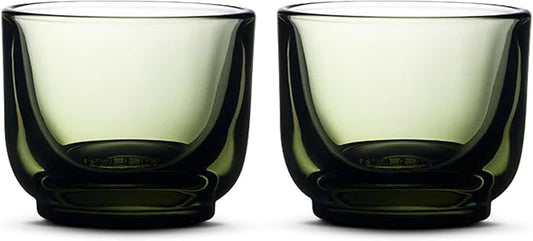 Fellow Pirch Espresso Glasses 3.5 oz Artisanal Cups, Set of 2, Dishwasher Safe Coffee Glasses for Espresso Shots & Latte Art – Woodland