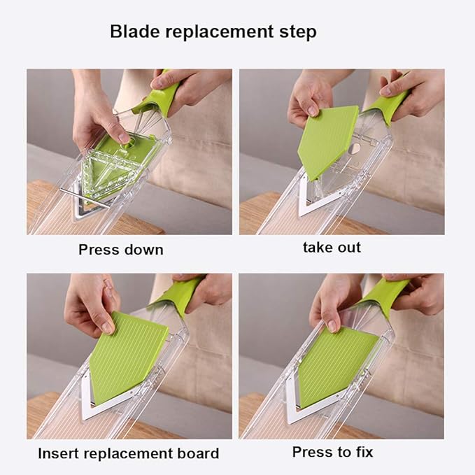 V-Blade Mandoline Slicer 0.06/0.10/0.14 Inch Adjustable Thin slice Lemon Slicer Kitchenaid Accessories Grater 420 Stainless Steel Food Fruit Vegetable Slicer with Finger Guard Protector (Green)
