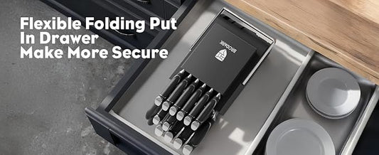 BRODARK Kitchen Knife Sets with Block and Built-in Sharpener - 15 Pcs Full Tang Professional Chef Knife Set - NSF Certified Food Grade Stainless Steel Cutlery Set - Eclipse Series