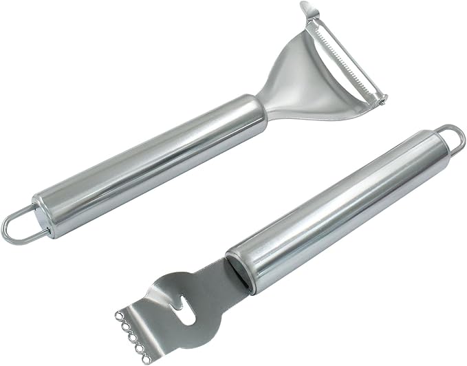 1Pc Lemon Peeler Tool and 1Pc Y Shaped Fruit Peeler, Stainless Steel Lemon Zest Peeler with Channel Knife, Lemon Twist Peeler for Bar Cocktails, Kitchen