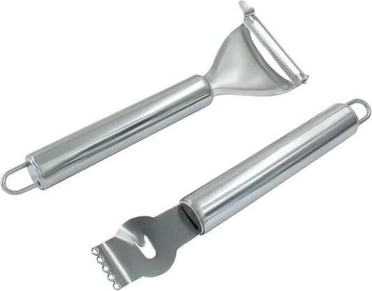 1Pc Lemon Peeler Tool and 1Pc Y Shaped Fruit Peeler, Stainless Steel Lemon Zest Peeler with Channel Knife, Lemon Twist Peeler for Bar Cocktails, Kitchen