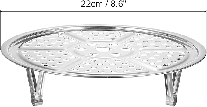 uxcell 3pcs Stainless Steel Steamer Rack with Stand, 8.6 Inches Pot Steaming Tray for Steamer Cookware Instant Pressure Cooker, Silver Tone