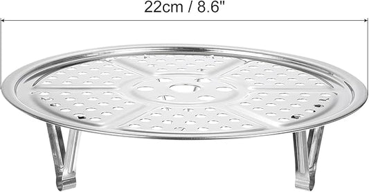 uxcell 3pcs Stainless Steel Steamer Rack with Stand, 8.6 Inches Pot Steaming Tray for Steamer Cookware Instant Pressure Cooker, Silver Tone