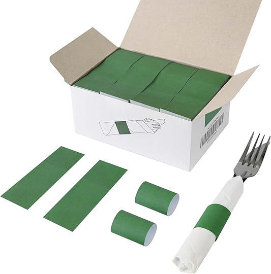 NATURALABEL 2000 PCS Paper Napkin Rings with Box, Self-Adhesive Napkin Bands, for Family Reunion, Birthday Party, Wedding, Celebration (Green)