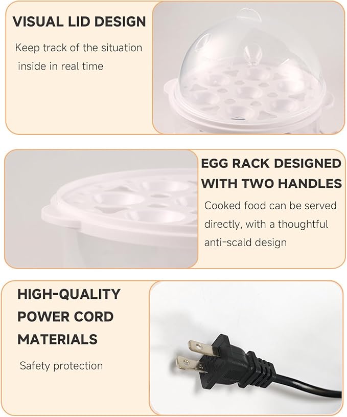 Set of 2: Egg Cooker Boiler Electric Steamer + Egg Slicer Cutter for Hard Boiled Eggs (Black)