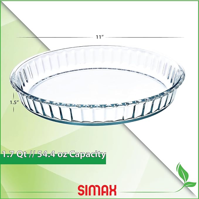 Simax Glass Fluted Cake Dish: Shallow - Heat, Cold and Shock Proof - Made in Europe - 11-Inch