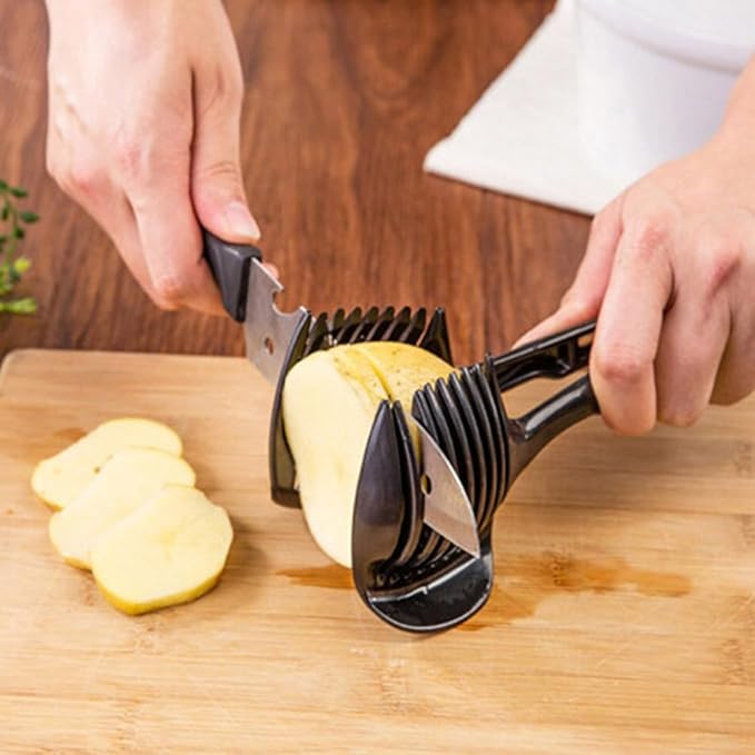 Multifunctional Kitchen Slicer Food Clip with Stainless Steel Spring - Manual Tomato Fruit and Vegetable Cutter and Egg Slicer for Easy Food Preparation
