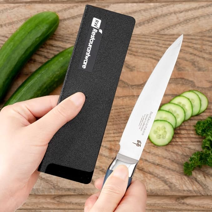 Restaurantware Sensei 6.5 x 2 Inch Knife Sleeve 1 Knife Protector - Fits Utility Knife Felt Lining Black Plastic Knife Blade Guard Durable Cut-Proof