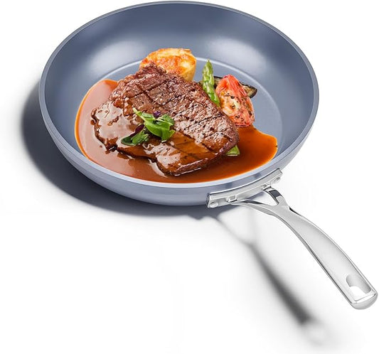 swiflon KFCC 8" Ceramic Nonstick Frying Pan, Single Skillet, PFAS-Free, Multi-Layer Aluminum Core, Oven Safe, Dishwasher Safe，Healthy Cooking Skillet for Eggs and Omelets