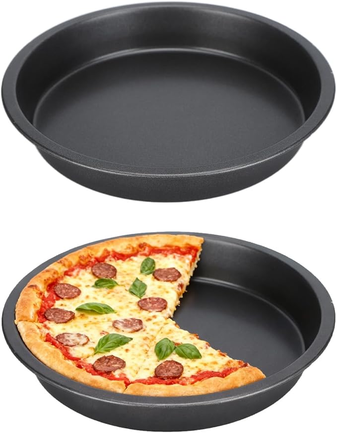 Tomotato 2Pcs Pizza Pan, 6in/9in/10in/12in Deep Dish Round Pizza Pan for Oven, Non Stick Thickened Carbon Steel Baking Pan for Home Kitchen, Dishwasher Safe(6in)
