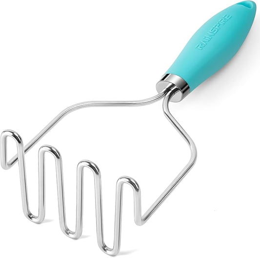 Rainspire Potato Masher Stainless Steel, Mashed Potato Masher Kitchen Tool, Durable Mash Potatoes Masher, Soft Non-slip Handle, Kitchen Utensils, Kitchen Gadgets (Blue)