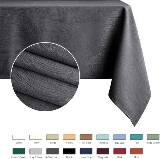 maxmill Square Table Cloth Swirl Design Water Proof Wrinkle Free Heavy Weight Soft Tablecloth Decorative Fabric Table Cover for Outdoor and Indoor Use Square 60 x 60 Inch Charcoal