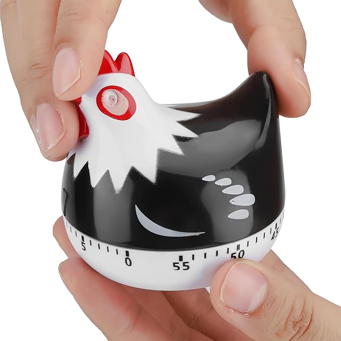 Chicken Pattern Timer, Kitchen Timer Reminder Cooking Countdown Timer for Cooking Baking Timer (Black)
