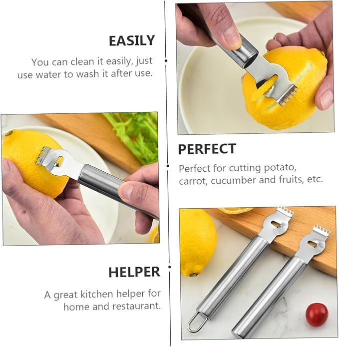 3pcs Stainless Steel Lemon Peeler and Zester Kitchen Tool for Citrus Fruits Ergonomic Design for Comfortable Gripping Resistant Grater for Preparation