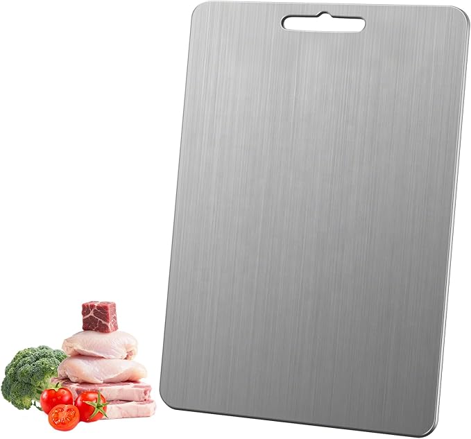 Titanium Cutting Board for Kitchen, 16''×11'' Double Sided Food-Grade Chopping Board for Cutting Meat Vegetable Fruit, Knife-Friendly & Dishwasher Safe for Kitchen