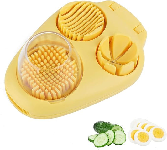 3 in 1 Egg Slicer for Hard Boiled Eggs, Egg Cutter with 3 Slicing Modes, Stainless Steel Dicer Kitchen Dicer Tool for Butter Mushroom Strawberry Cherry Tomato