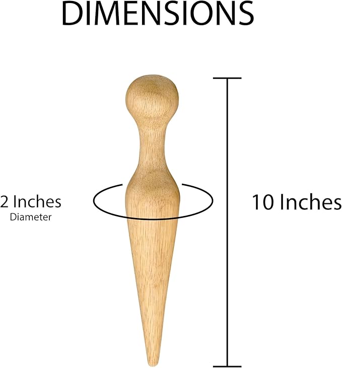 HIC Kitchen Wooden Pestle for Chinois, Hardwood, Cone-Shaped, For Purees, Sauces, Soups, Jams, And More, 8-Inches