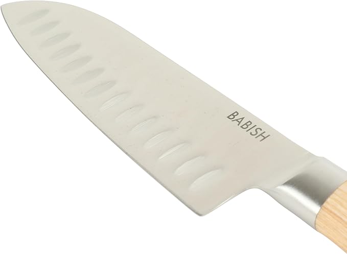 Babish 6.5-Inch Santoku Knife – High-Carbon 1.4116 German Steel Kitchen Knife with Light Pakka Wood Handle, Full-Tang Razor Sharp Blade for Chopping, Slicing, Dicing & Precision Prep