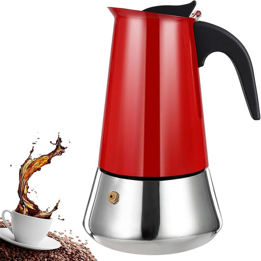 DITOSH 4 Cup Stovetop Espresso Maker Stainless Steel Moka Pot Stove Top Percolator Italian Coffee Makers Capable Mocha Greca Machine Cafe Classic Induction Cookers for Home and Camping 200ml 6.6oz