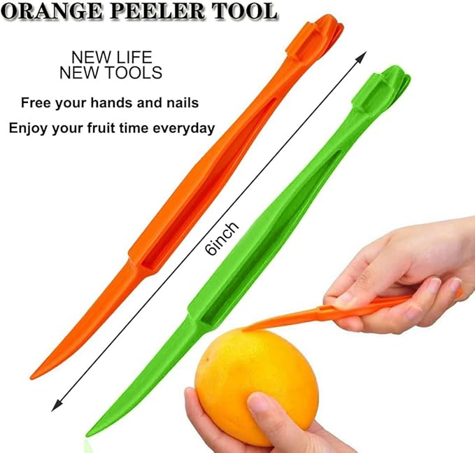 Orange Peeler Tools Citrus Peel Cutter Easy Fruit Vegetable Slicer Cutter Lemon Peeler Opener Remover Fruit Tool Kitchen Utensils Gadgets Food Peeler Slicers (Orange + Green)