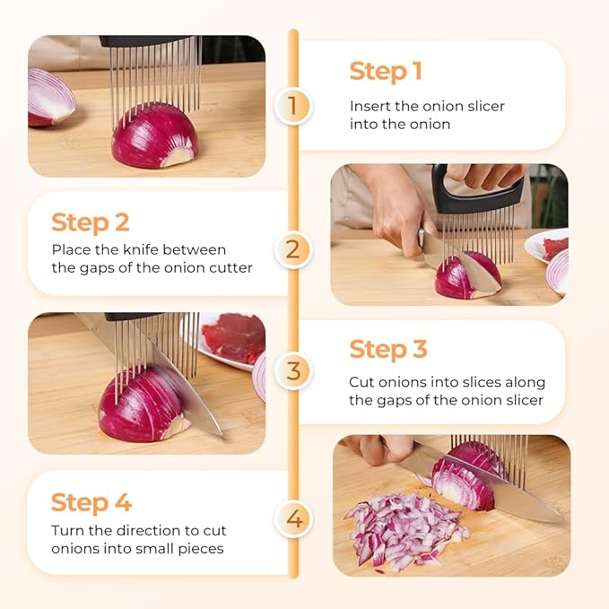 Stainless Steel Onion Slice Holder, Onion Holder for Slicing, Egg Cutter Vegetable Chopper, Ultifunctiona Fruit Slicer OnionPin Slicer Loose Meat Pin, Kitchen Chopper Slicing Tool (2, D)