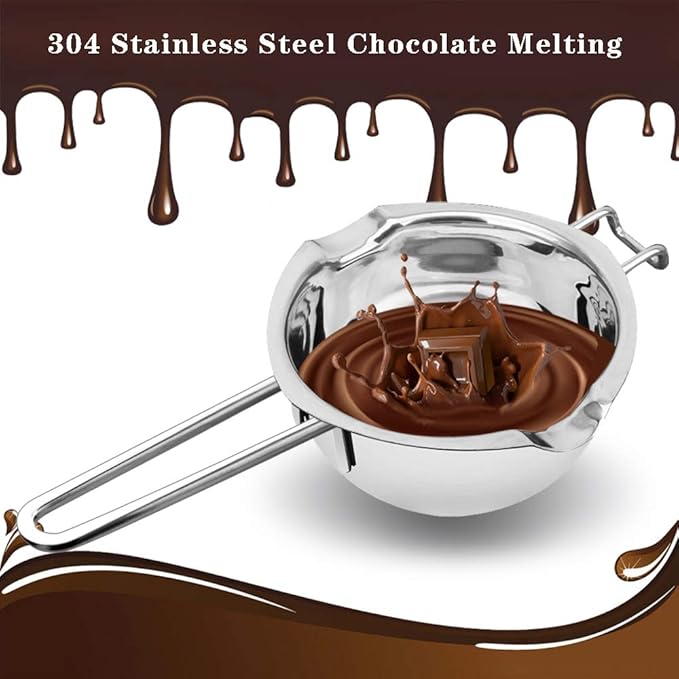 Double Boiler Pot Set for Melting Chocolate, Butter, Cheese, Caramel and Candy - 18/8 Steel Melting Pot, 2 Cup Capacity, Including The Biggest and Smallest Capacity…
