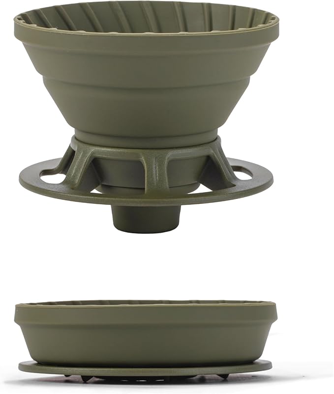 VANDROOP Collapsible Coffee Dripper, Silicone Reusable Coffee Filter Holder, Pour Over Coffee Dripper for Camping, Business Trip, Single Pour Over Coffee Maker (Green)