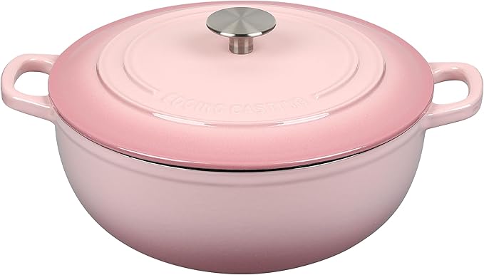 EDGING CASTING Enameled Cast Iron Dutch Oven Pot with Lid for Sourdough Bread Baking, Bread Dutch Ovens, Cooking Pots, 5 Quart, Pink