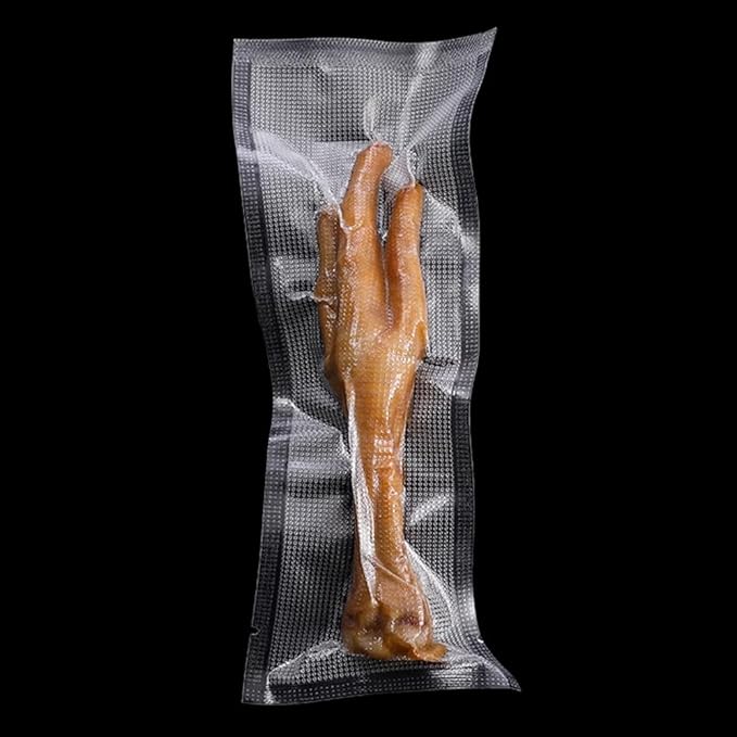 Clear Vacuum Bags for Food Saver Flat Open Top Embossed Vacuum Sealer Bag Food Storage Packaging Pouch with Tear Notch (100, 3.15x9.84 inch)