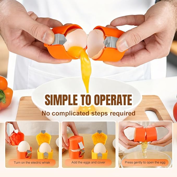 Egg Shell Opener, 2026 New Egg Cutter Egg Cracker Tool Multifunctional Egg Cutter Multipack, Upgrade Egg Peeler Separator for Raw Eggs Cracker Tool Cutter Kitchen Gadgets (2, Yellow)