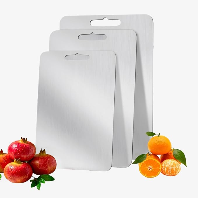 3pcs Titanium Cutting Board for Kitchen,Double-Sided Food Grade non toxic Chopping Board,Chopping Boards with Handle,Dishwasher Safe,Suitable For Meats, Fruits,Vegetables(M+L+XL).