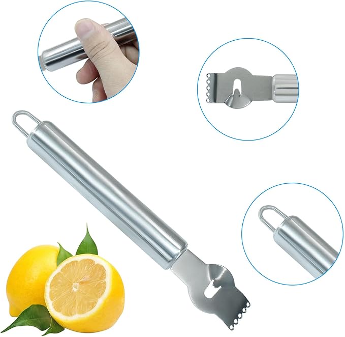 1Pc Lemon Peeler Tool and 1Pc Y Shaped Fruit Peeler, Stainless Steel Lemon Zest Peeler with Channel Knife, Lemon Twist Peeler for Bar Cocktails, Kitchen