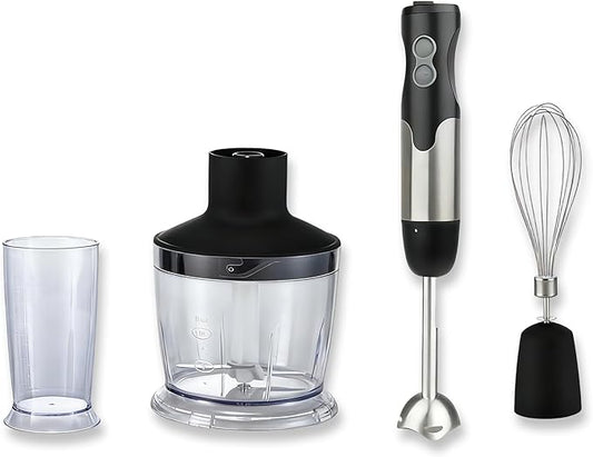 MEGAWISE HB-2062B 5-in-1 Hand Immersion Blender Set, 800W Powerful Stick Blender with Turbo Mode, Variable Speed Control, Stainless Steel Blade, Includes Whisk, Milk Frother, Chopper Bowl & Beaker