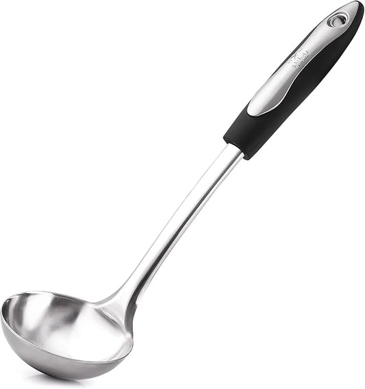 Zulay Kitchen Premium Soup Ladle - 12" Stainless Steel with Non-Slip Silicone Handle