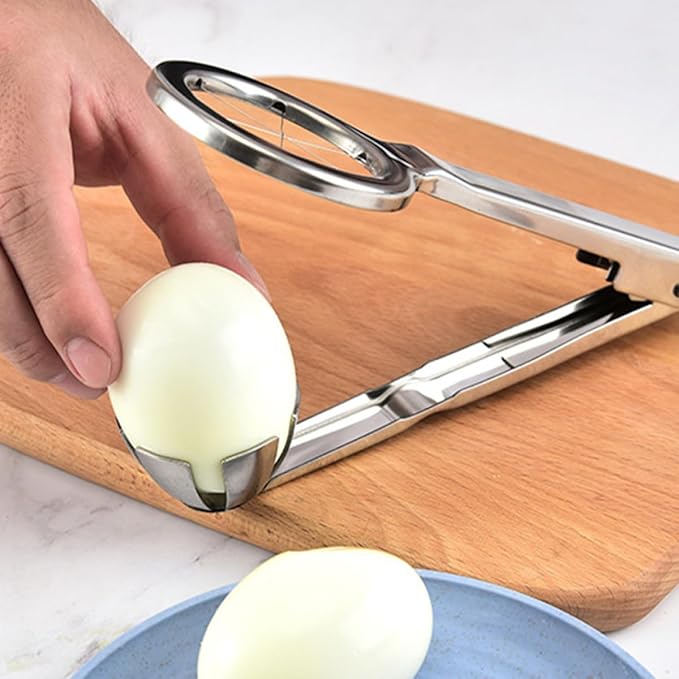 Multifunctional Stainless Steel Egg Cutter and Handheld Egg Slicer 304 Food-Grade Material Convenient Kitchen Gadget for Hard-Boiled and Cooking Supplies