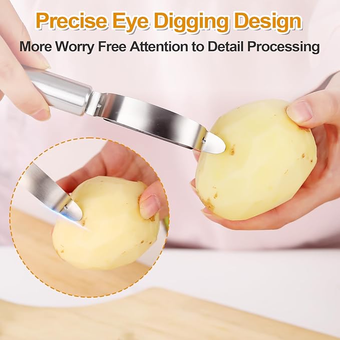 Stainless Steel Peeler with Swiveling Double Blade, Upgrade Fruit Vegetable Peeler with Ergonomic Handle, Lengthened Potato Peeler Tool for Kitchen, 8.3 Inchs 2PCS