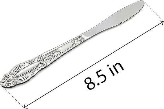 DecorRack 4 Pack Stainless Steel Dinner Knives, Sturdy Tableware for Dinner, Steak, or Dessert, Rust-Resistant & Mirror Polished (4 Pack)