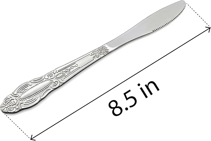 DecorRack 12 Pack Stainless Steel Dinner Knives, Sturdy Tableware for Dinner, Steak, or Dessert, Rust-Resistant & Mirror Polished (12 Pack)
