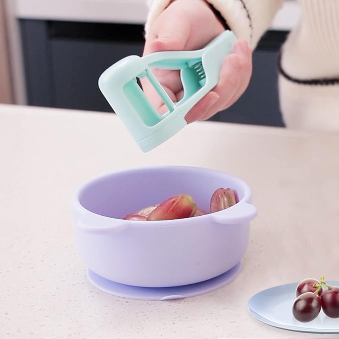 Luvan Grape Cutter for Toddlers, Grape Slicer for Baby, Grape Tomato Cherry Strawberry Cutter Tools Into 4 Pieces for Vegetable Fruit Salad, Stainless Steel Quarter Grape Slicer Kitchen Gadget