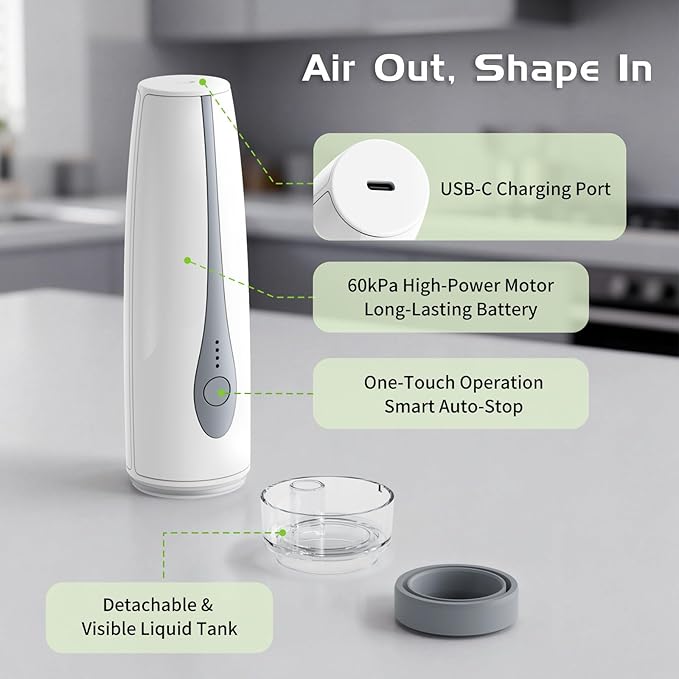 Compact Vacuum Sealer, Portable Handheld Food Sealer with 30 Reusable Bags, Mini Rechargeable Vacuum Sealing Machine to Preserve Food Freshness & Storage