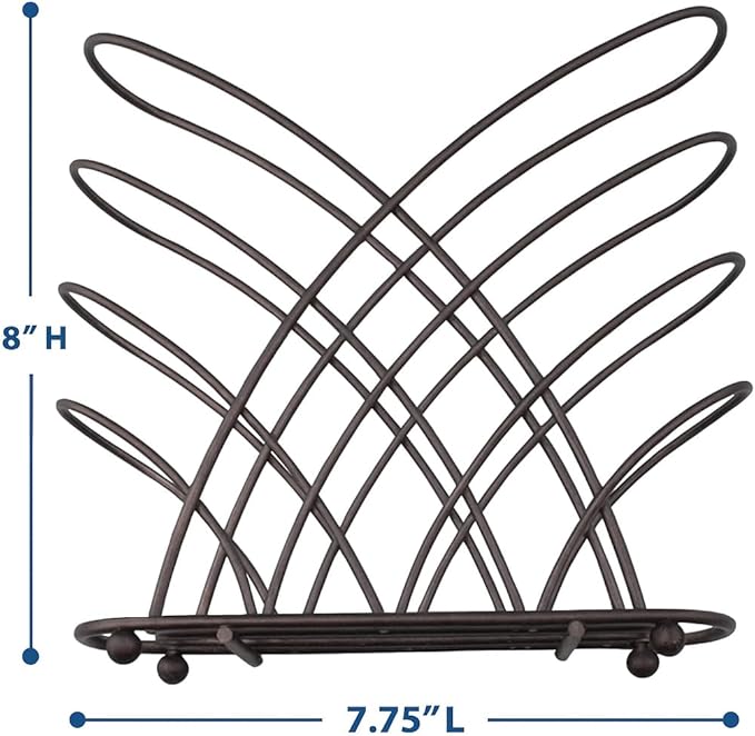 Criss Cross Metal Napkin Holder – Upright Tabletop Dispenser, Oil-Rubbed Bronze Finish, Modern Self-Standing Design with Raised Feet – Holds Paper Napkins for Kitchen, Dining, Bar
