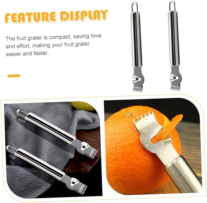 Healifty 2pcs Stainless Steel Lemon Zester Citrus Zester Cheese Grater Zest Peeler for Kitchen Real Lemon Multi-functional Fruit Grater