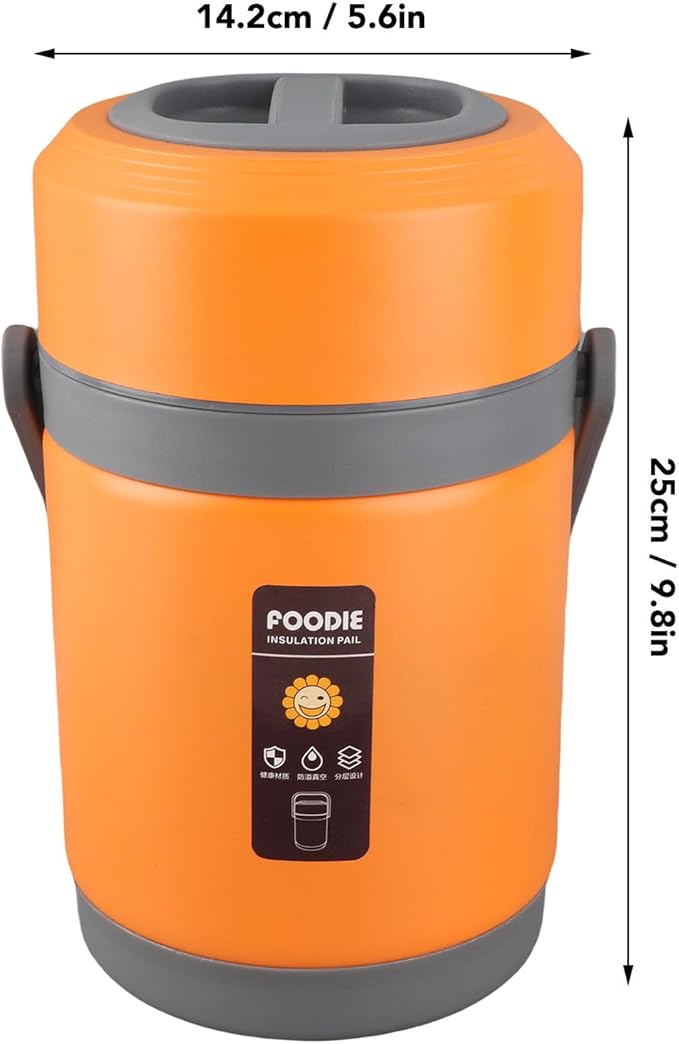 Thermal Cooker Pot, Stainless Steel Mini Portable Constant Temperature Heat Preservation Lifting Pot for Travel Camping Home Office Use (Orange)