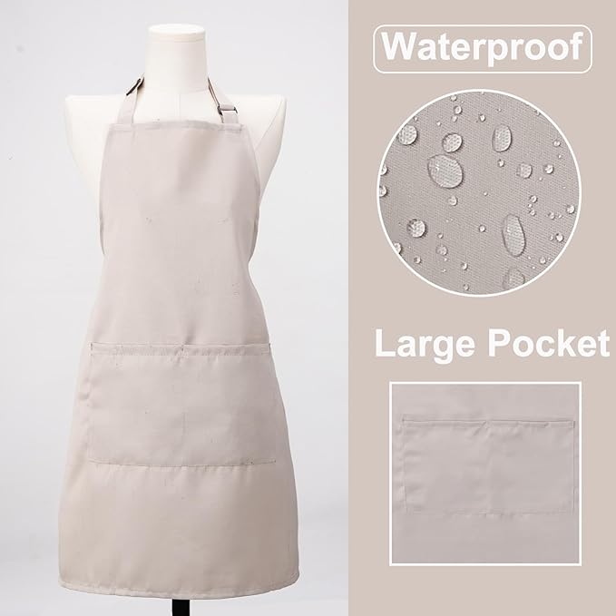 Kitchen Bib Apron for Women Men with Pockets Chef Art Aprons for Cooking Painting Pottery Ceramics