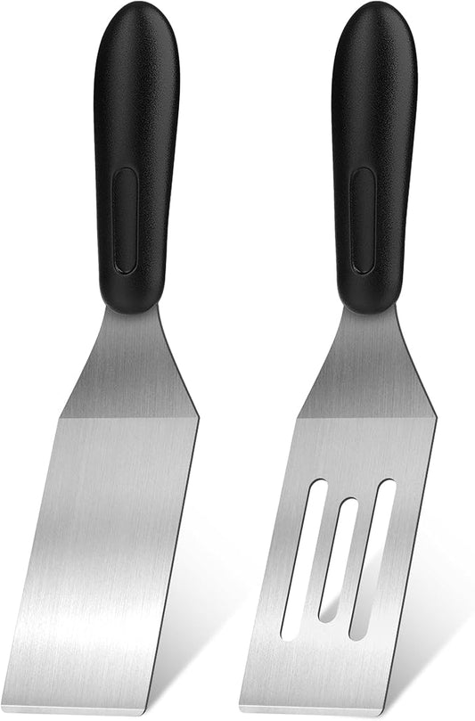 Stainless Steel Spatula Set,Mini Serving Spatula for Kitchen Use,Metal Spatula for Cooking with Heat Resistant Handle,Metal Spatulas for kitchen use for Pancakes、Lasagna、Brownies、Cake and Cookie (2PC)