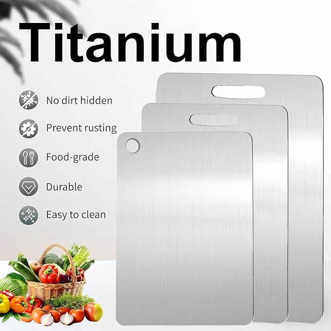 Katuchef Titanium Cutting Board,2026 New 100% Pure Titanium Cutting Boards for Kitchen,Titan Cut Pro Non toxic Doubld-Side Durable Chopping Boards, Easy to Clean and Store(1PC-M:13.38 * 9.05)