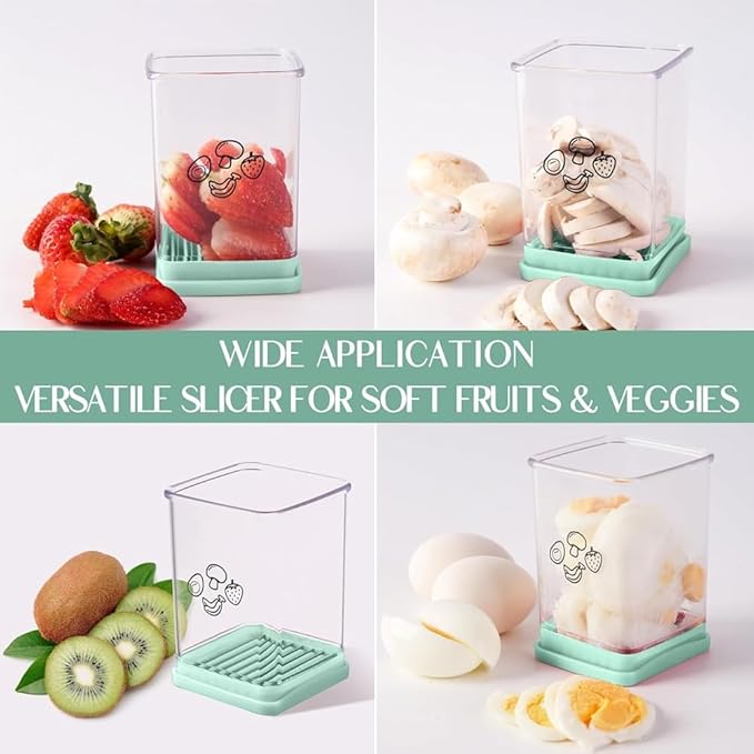 Fruit Slicer Cup Fruit and Vegetable Speed Slicer with Push Plate Cup Slicer Strawberry Cutter Egg Slicer Banana Slicers Grape Cutter Stainless Steel Detachable Fruit and Vegetable Slicer Slicing Tool