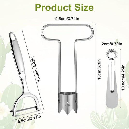 Red Bell Pepper Corer, Multi-Function Fruit & Vegetable Stem Remover Tool and Peeler Stainless Steel Top Kitchen Cooking Gadget for Tomato Carrot Apple Pear Pineapple