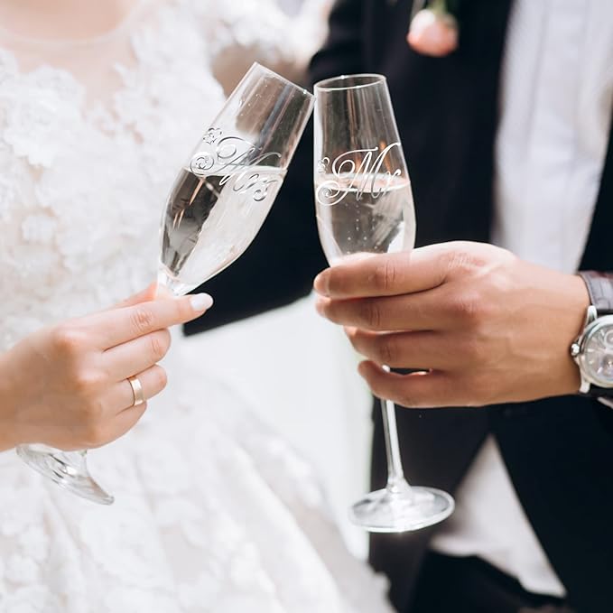 Wedding Cake Knife and Server Set, Cake Cuting Set for Wedding, Sliver Mr anf Mrs Champagne Fllutes for Bride Shower Engagement Gifts