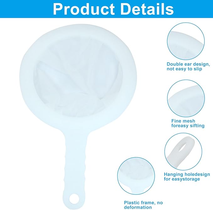 Zorfeter 2 Pieces Ultra Fine Mesh Strainer, Nylon Food Juice Strainer Mini Brine Shrimp Separation Net, Kitchen Tool for Filtering Juice/Milk/Honey(80/300 Mesh)